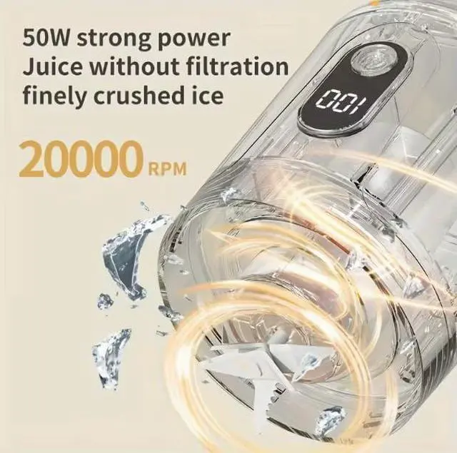 Alt view image 4 of 6 - Portable Personal USB Electric Juicer, 600ML Mini Blender for Smoothies & Shakes, 12-Blade Design, Two Uses in One Cup, Compact & Convenient, Ideal for On-the-Go Use,White