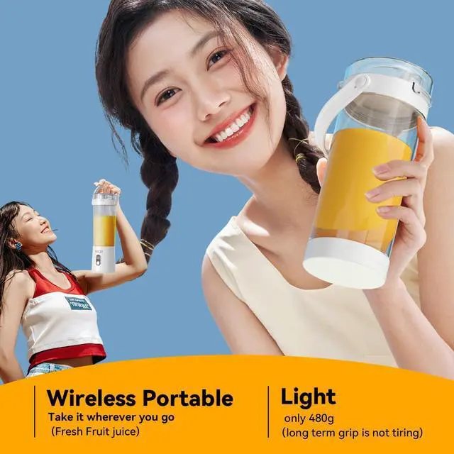 Alt view image 6 of 7 - Portable Personal Electric USB Juicer600ML Mini Blender Portable Blender For Shakes and Smoothies juice12 Blades Great for MixingCompactConvenient and Versatile (white)