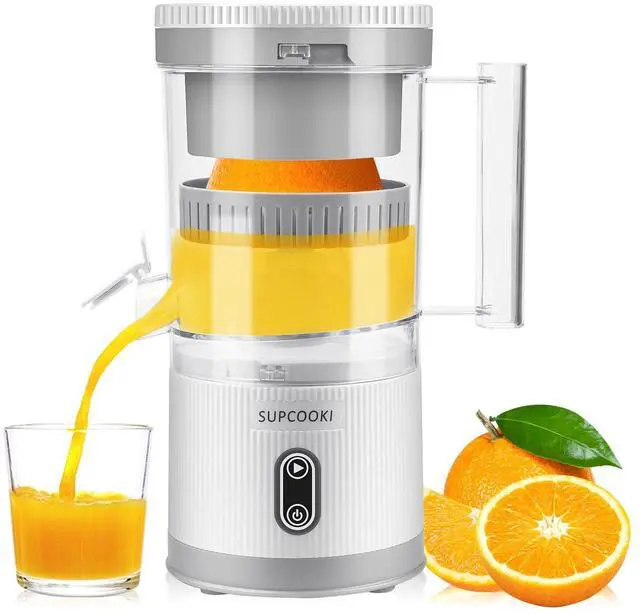 Main image of Electric Citrus Juicer, Rechargeable Juicer Machine with USB Cable and Cleaning Brush, Touch Button, Automatic Orange Lime Lemon Grapefruit Squeezer, Easy to Clean Portable Juicer, White