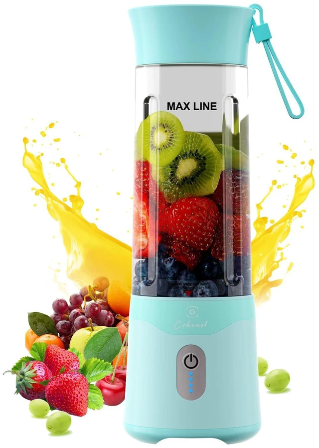 Main image of 18oz Portable Blender, USB Rechargeable Personal Size Blenders, Smoothie Blender with 6 Blades for Protein & Shakes, Mini juicer with Extra Handle Lid for Travel Sports Outgoing, Green