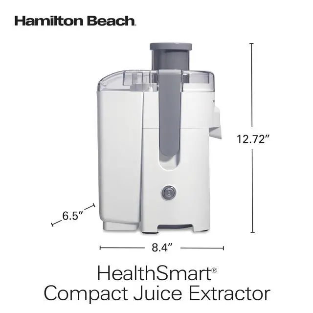 Alt view image 7 of 7 - HealthSmart Juicer Machine, Compact Centrifugal Extractor, 2.4 Feed Chute for Fruits and Vegetables, Easy to Clean, BPA Free, 400W, White (67501)