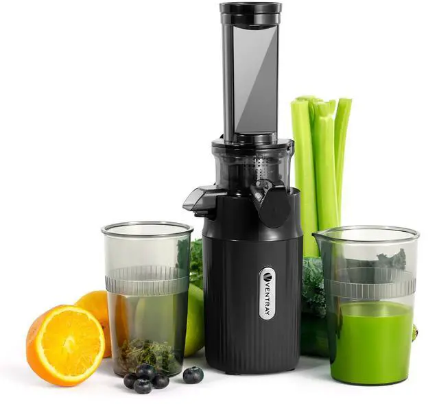 Main image of Ginnie Mini Cold Press Juicer, Small Slow Masticating Juicer for Vegetables and Fruits, High Juice Yield, Easy to Clean, Space-Saving, Fit for Personal/Travel/Picnic/Office (Black)