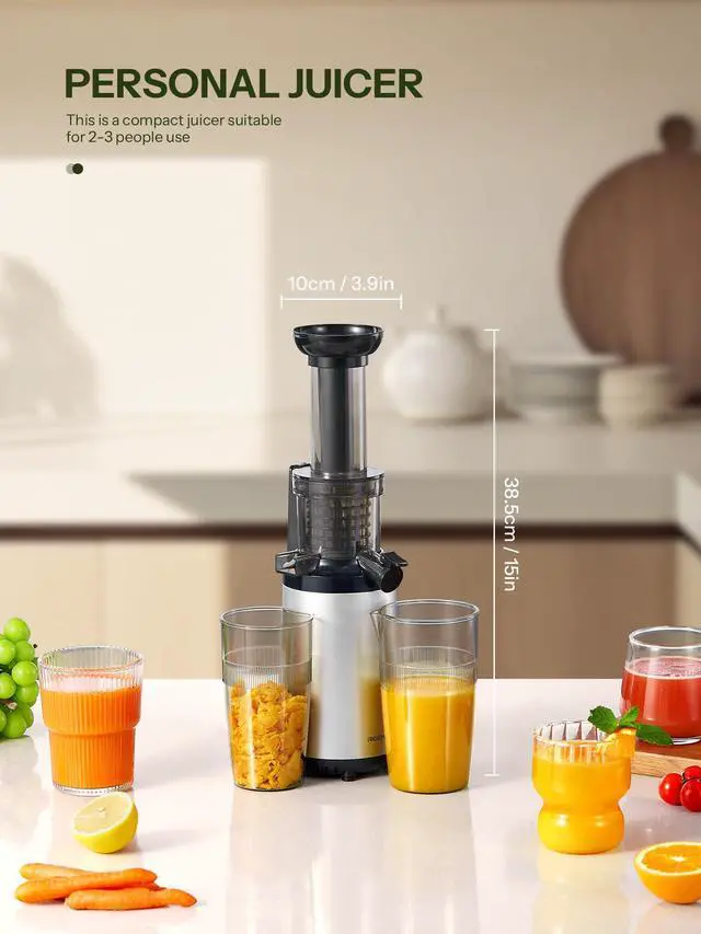 Alt view image 5 of 7 - Masticating Juicer Machines, Cold Press juicer Machine Compact & Small Size, Juice Extractor, Nutrient and Vitamin Dense, BPA-Free Tritan, Easy to Clean (Silver)