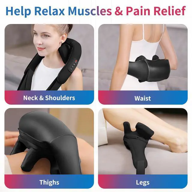 Alt view image 5 of 7 - Shiatsu Neck Massager for Pain Relief Deep Tissue, Cordless Shoulder and Back Massager with Heat, Kneading Whole Body Massager Use for Home Office Car, Gifts for Mom Dad Him Her