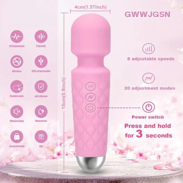 Alt view image 2 of 6 - Portable Wireless Massager - 8 Speeds, 20 Modes, 3-Second Press to Power On, for Neck, Back, Arms, Legs Muscle Relaxation (Rose Pink)