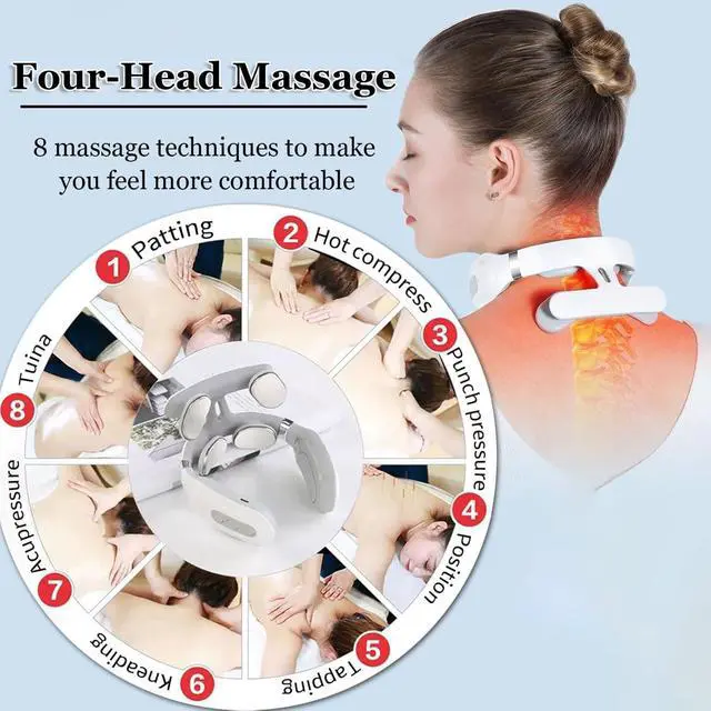 Alt view image 2 of 7 - Vitality Magic Pro 2.0 Neck Massager, 4-Head Magic Pro 2.0 Neck Massage,with 6 Vibration Modes & 15 Intensity Levels,Promote Muscle Relaxation for Women Men Gifts1