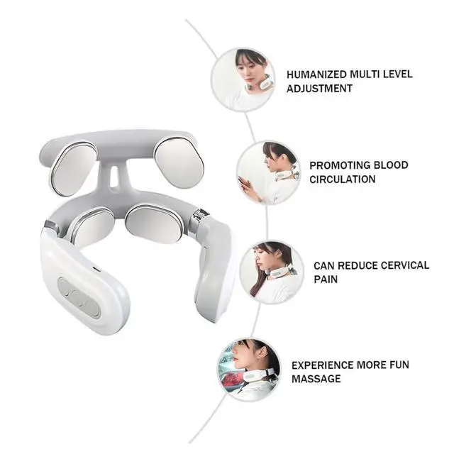 Alt view image 4 of 7 - Vitality Magic Pro 2.0 Neck Massager, 4-Head Magic Pro 2.0 Neck Massage,with 6 Vibration Modes & 15 Intensity Levels,Promote Muscle Relaxation for Women Men Gifts1