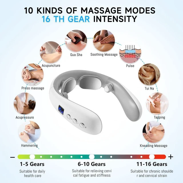 Alt view image 3 of 7 - Neck Massager with Heat, Electric Pulse Neck Massager for Pain Relief, Wireless Neckology Intelligent Massager for Women
