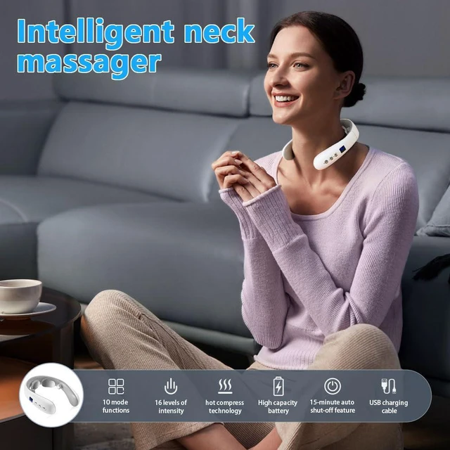 Alt view image 4 of 7 - Neck Massager with Heat, Electric Pulse Neck Massager for Pain Relief, Wireless Neckology Intelligent Massager for Women
