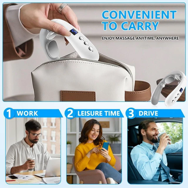 Alt view image 7 of 7 - Neck Massager with Heat, Electric Pulse Neck Massager for Pain Relief, Wireless Neckology Intelligent Massager for Women