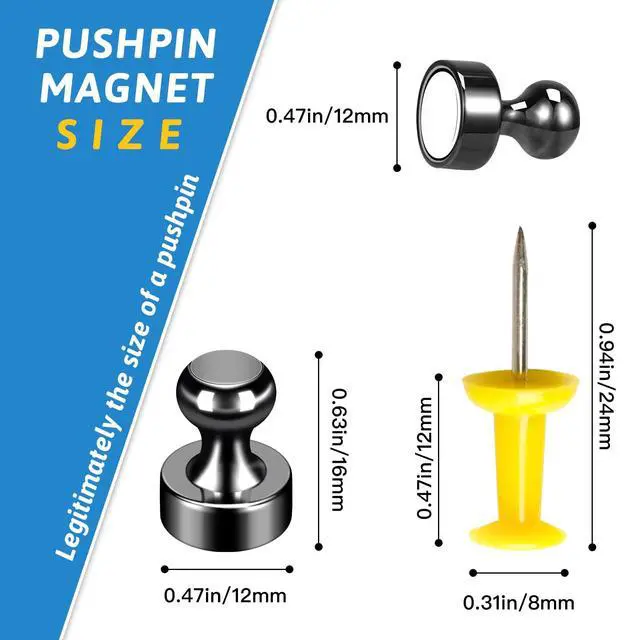 Alt view image 3 of 7 - 20Pack Strong Magnets for Refrigerator Neodymium Fridge Magnets Adult Magnets for Dry Erase Board Lockers Whiteboard Kitchen Home Office Classroom Black