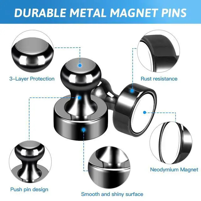 Alt view image 4 of 7 - 20Pack Strong Magnets for Refrigerator Neodymium Fridge Magnets Adult Magnets for Dry Erase Board Lockers Whiteboard Kitchen Home Office Classroom Black