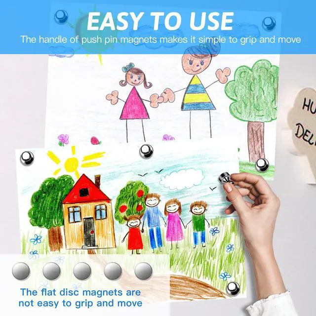 Alt view image 5 of 7 - 20Pack Strong Magnets for Refrigerator Neodymium Fridge Magnets Adult Magnets for Dry Erase Board Lockers Whiteboard Kitchen Home Office Classroom Black