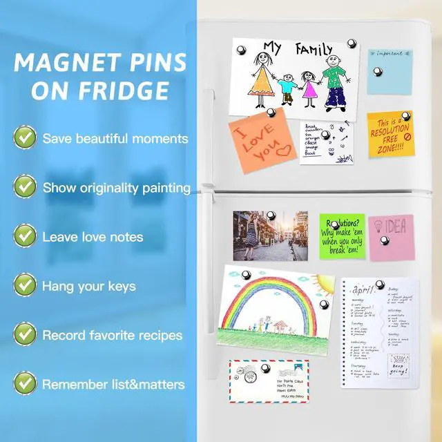 Alt view image 6 of 7 - 20Pack Strong Magnets for Refrigerator Neodymium Fridge Magnets Adult Magnets for Dry Erase Board Lockers Whiteboard Kitchen Home Office Classroom Black