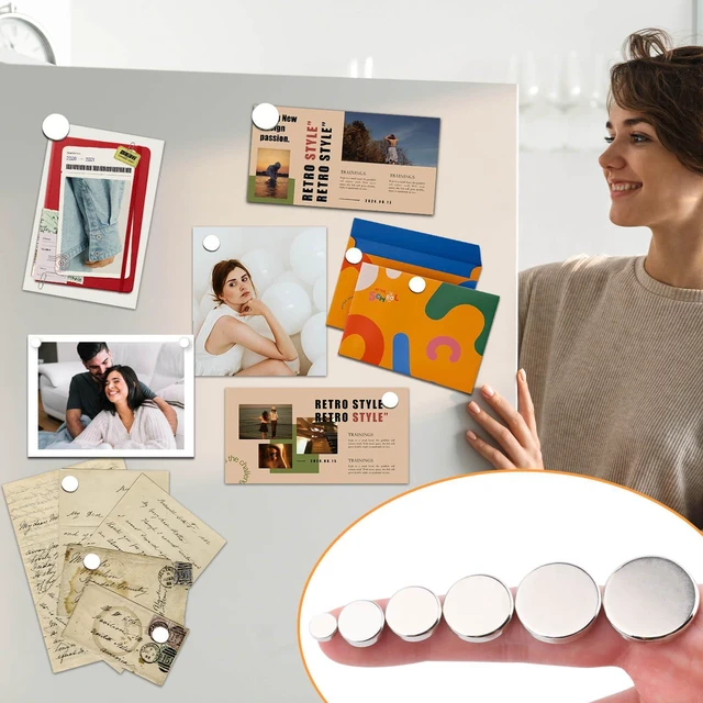 Alt view image 4 of 7 - 50 Pcs Super Strong Neodymium Magnets Disc, 15 x 3 mm Decorative Round Fridge Rare Earth Magnets, Fun Small Refrigerator Magnets for Whiteboard, Cute Locker, Crafts Dry Erase Board