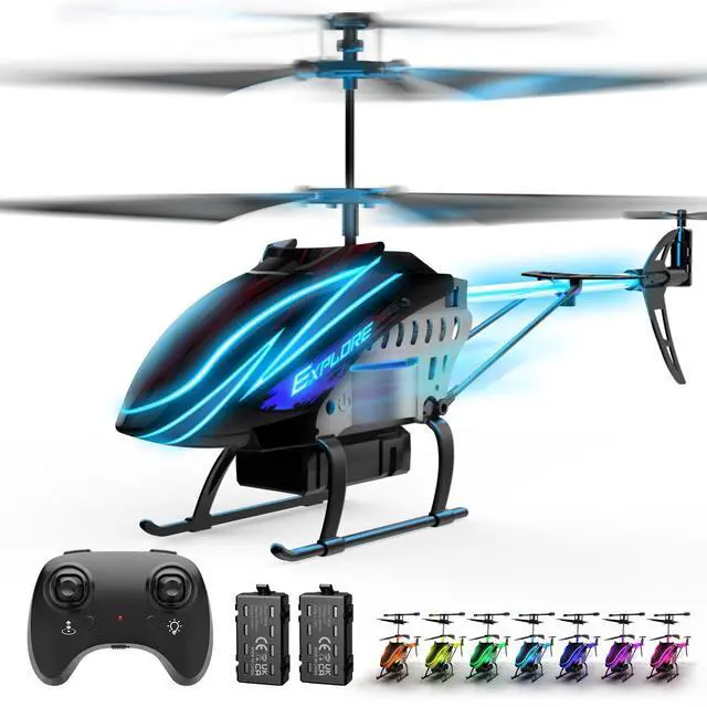 Main image of RC Helicopter, Remote Control Helicopter for Kids with 30Mins Flight(2 Batteries), 7+1 LED Light Modes, Altitude Hold, RC Toys for Boys Girls