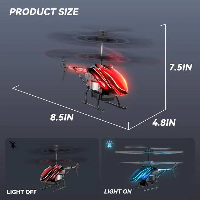 Alt view image 6 of 7 - RC Helicopter, Remote Control Helicopter for Kids with 30Mins Flight(2 Batteries), 7+1 LED Light Modes, Altitude Hold, RC Toys for Boys Girls