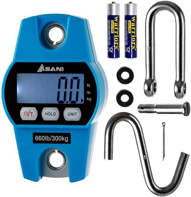 Main image of Hanging Weight Scale | 660lb Digital Electronic Weighing Scale with Accurate Sensors | for Hunting, Outdoor, Bass Fishing, Big Game, Farm, Large Luggage, Patient Lift (Polycarbonate Blue)