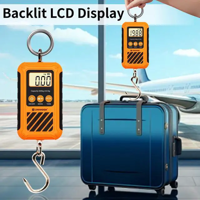 Alt view image 4 of 6 - Digital Hanging Scale,Mini Crane Scale 300kg/660lb,Postal Luggage Scale with LCD Display,Portable Handheld and Large Hook,Deer Scale with Hold &Tare Function for Garage Farms Hunting Fishing