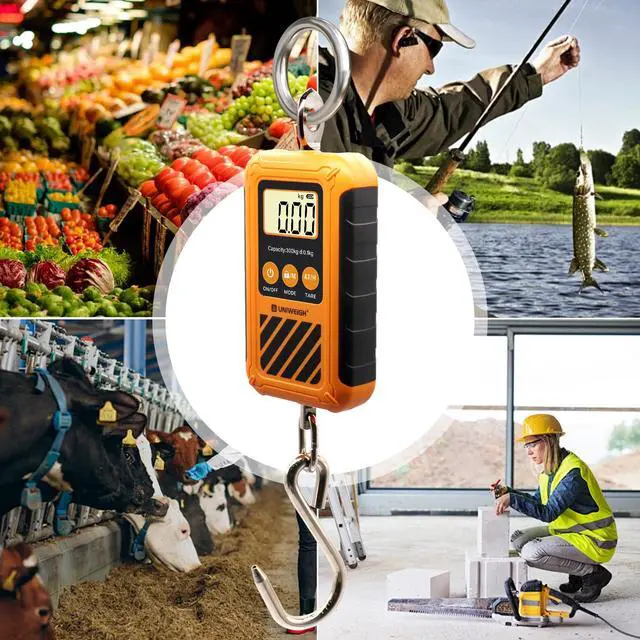 Alt view image 6 of 6 - Digital Hanging Scale,Mini Crane Scale 300kg/660lb,Postal Luggage Scale with LCD Display,Portable Handheld and Large Hook,Deer Scale with Hold &Tare Function for Garage Farms Hunting Fishing