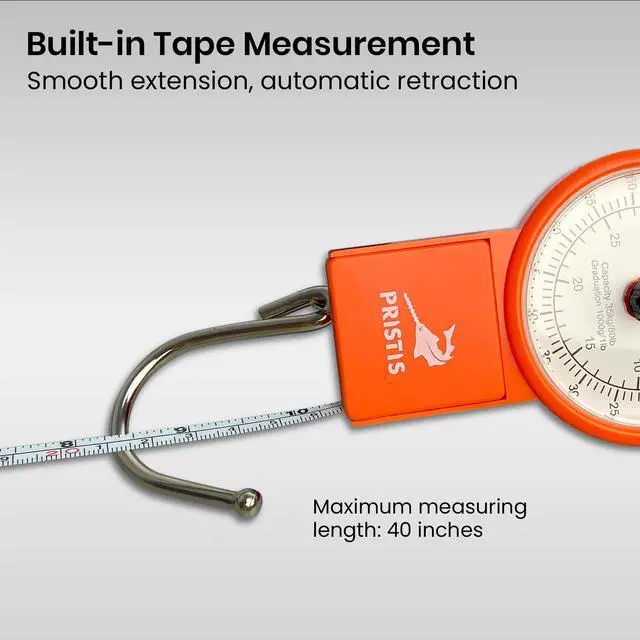 Alt view image 3 of 7 - Fishing Hanging Scale, 80 LBs Fish Weight Analog Spring Hook Crane Scale Kit with Tape Measure & Non-Slip Large Handle, Portable Gear Equipment Accessory for Farm Kitchen Luggage Weighting