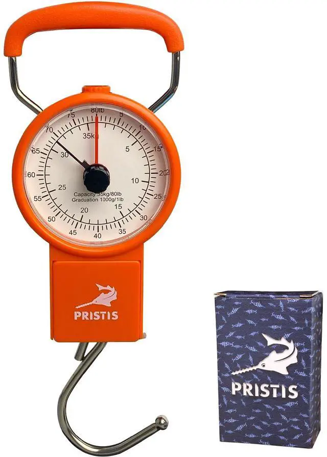 Main image of Fishing Hanging Scale, 80 LBs Fish Weight Analog Spring Hook Crane Scale Kit with Tape Measure & Non-Slip Large Handle, Portable Gear Equipment Accessory for Farm Kitchen Luggage Weighting