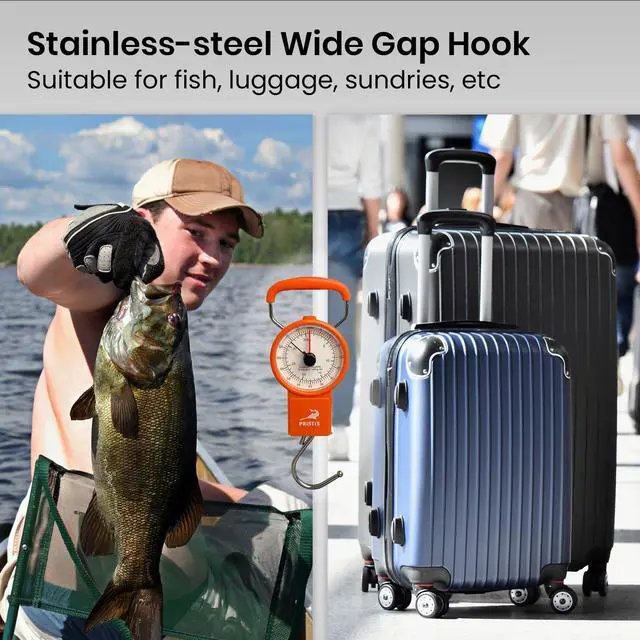 Alt view image 7 of 7 - Fishing Hanging Scale, 80 LBs Fish Weight Analog Spring Hook Crane Scale Kit with Tape Measure & Non-Slip Large Handle, Portable Gear Equipment Accessory for Farm Kitchen Luggage Weighting