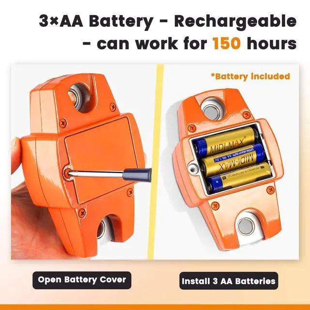 Alt view image 6 of 7 - Digital Hanging Scale, 1102lb/500kg Crane Scale, Handheld Digital Hanging Scale, Mini Crane Scale with LCD Display and Hooks, Aluminum Alloy Body for Hunting, Outdoor, Fishing, Farm (Orange)