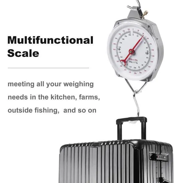 Alt view image 7 of 7 - Mechanical Hanging Scales 440lb/200kg, High Accuracy Large Display Spring Dial Weight Scale Big Game Scale for Kitchen Fishing Hunting Farms