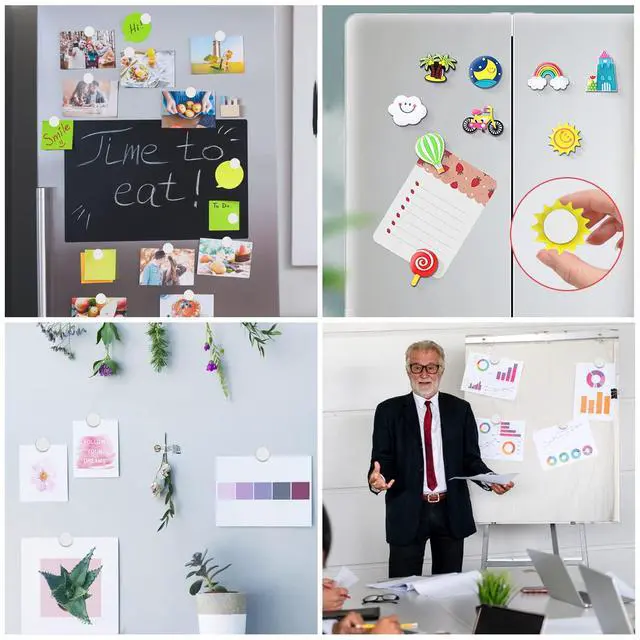 Alt view image 6 of 6 - Refrigerator Magnets 50 Pcs, 10x3mm Tiny Round Disc Small Whiteboard Magnets for Crafts, DIY, Office, Dry Erase Board