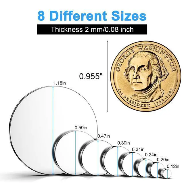 Alt view image 2 of 7 - Magnets, 600 Pack 8 Different Sizes Small Round Magnetic Rare Earth Neodymium Fridge Magnet for Home Kitchen Office School Hobby Handcraft Woodworking Miniature Model Base, Silver