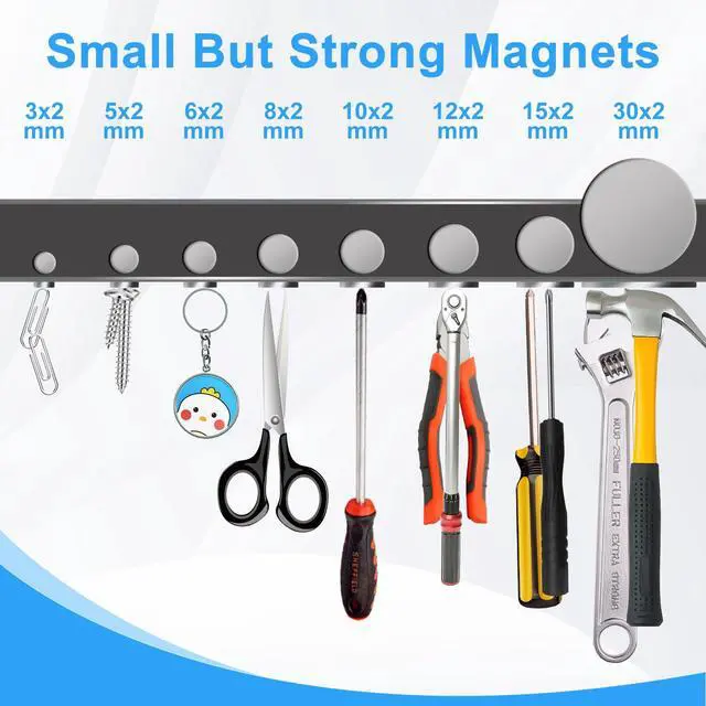 Alt view image 3 of 7 - Magnets, 600 Pack 8 Different Sizes Small Round Magnetic Rare Earth Neodymium Fridge Magnet for Home Kitchen Office School Hobby Handcraft Woodworking Miniature Model Base, Silver