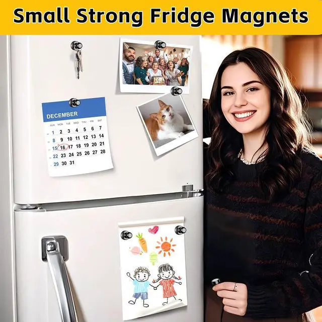 Alt view image 2 of 5 - 16 Pcs Fridge Magnets, Refrigerator Magnets, Small Strong Magnets, Whiteboard Magnets for Fridge, Magnetic Push Pins for Locker, Pins for Kitchen Office Accessories