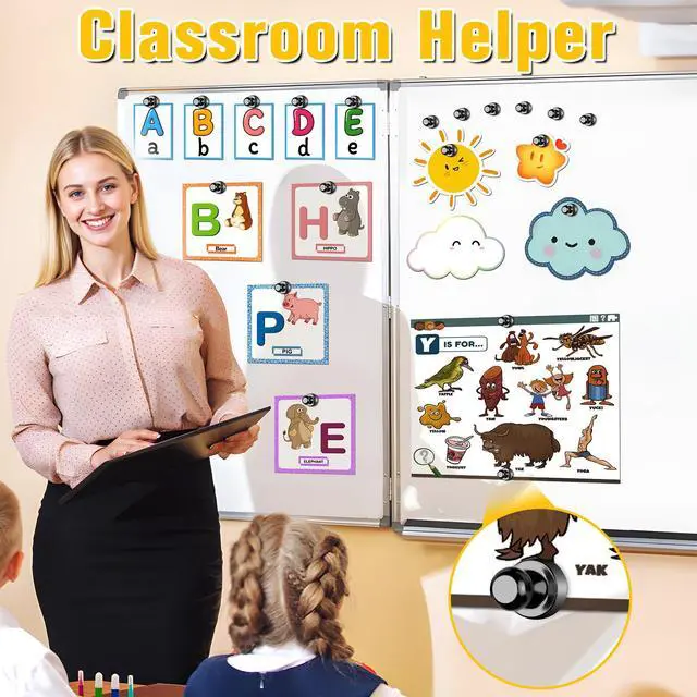 Alt view image 3 of 5 - 16 Pcs Fridge Magnets, Refrigerator Magnets, Small Strong Magnets, Whiteboard Magnets for Fridge, Magnetic Push Pins for Locker, Pins for Kitchen Office Accessories