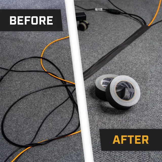 Alt view image 6 of 7 - Black Gaffers Tape 3 inch x 30 Yards - 2 Pack Pro Black Gaff Tape - No Residue, Water Resistant, Non-Reflective, Easy Tear - Multipurpose