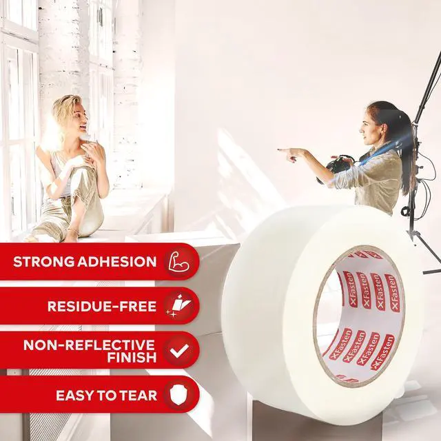 Alt view image 3 of 7 - White Gaffers Tape 2 Inch x 30 Yards, Residue-Free Strong Adhesion (4-Pack 360-feet Total) Non-Reflective Cloth Matte White Tape for Walls, Cords, Bookbinding, Console, Photography