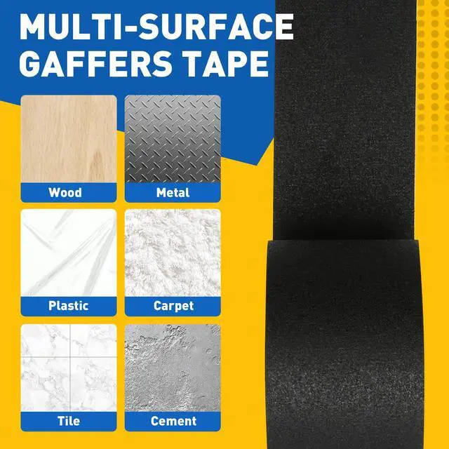 Alt view image 4 of 7 - Black Gaffers Tape 3Pack, 1.8inch Black Gaff Tape, Waterproof, No Residue, Non-Reflective, Easy Tear, Gaffers Tapes for Securing Cables, Photography, Studio.