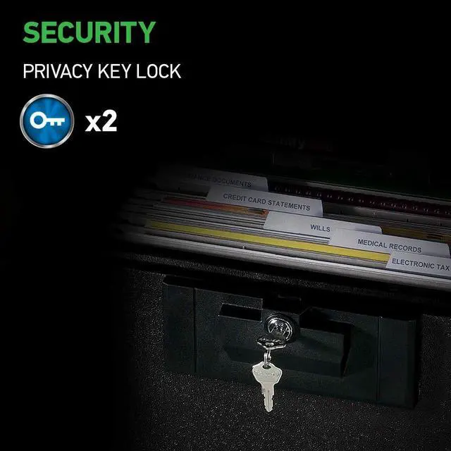 Alt view image 3 of 6 - Black Fireproof Document Box with Key Lock, Safe Secures Files and Documents for Home or Office, 0.61 Cubic Feet, 13.6 x 15.3 x 12.1 inches, 1170