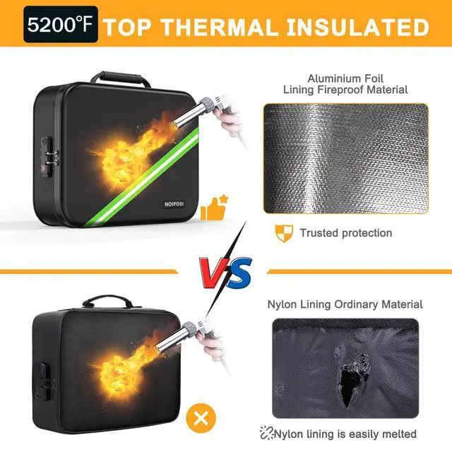 Alt view image 4 of 7 - 5200 Fireproof Document Box, 16.1x 11.4x4.3 Inch Waterproof and Fireproof Document Organizer,Portable Home Travel Safe Storage Box for Legal Size Documents,File and Birth Certificate,Black