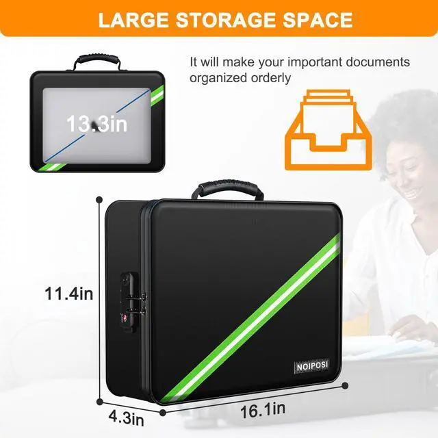 Alt view image 6 of 7 - 5200 Fireproof Document Box, 16.1x 11.4x4.3 Inch Waterproof and Fireproof Document Organizer,Portable Home Travel Safe Storage Box for Legal Size Documents,File and Birth Certificate,Black