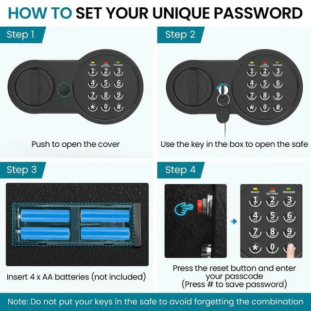 Alt view image 7 of 7 - Safe Box with Fireproof Waterproof Bag, Home Safe with Keys & Pass Code & Wall Mount Kits, Money Safe with Smart Alert System for Money, Jewelry, and Documents, 0.5 Cu ft