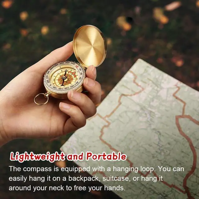 Alt view image 7 of 7 - Camping Survival Compass, Waterproof Pocket Compass, with Luminous Function, for Hiking Hunting Camping Outdoor Military Navigation Tool