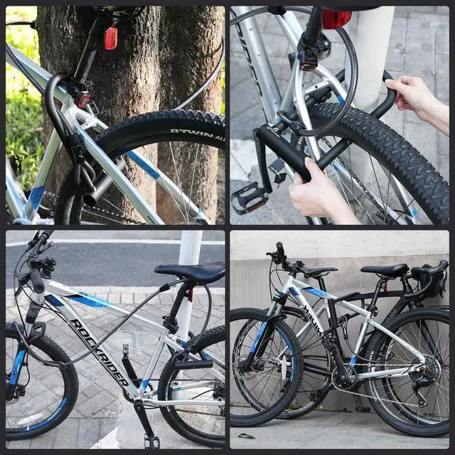 Alt view image 2 of 7 - Bike Lock: Heavy Duty Bike U Lock with 6ft Security Steel Cable - 18mm Shackle Bicycle U-Locks with Keys and Sturdy Mounting Bracket for Road Mountain Bike Bicycle, Size 11.5''x6.25''