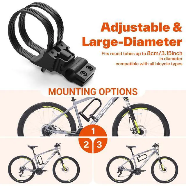 Alt view image 6 of 7 - Bike Lock: Heavy Duty Bike U Lock with 6ft Security Steel Cable - 18mm Shackle Bicycle U-Locks with Keys and Sturdy Mounting Bracket for Road Mountain Bike Bicycle, Size 11.5''x6.25''