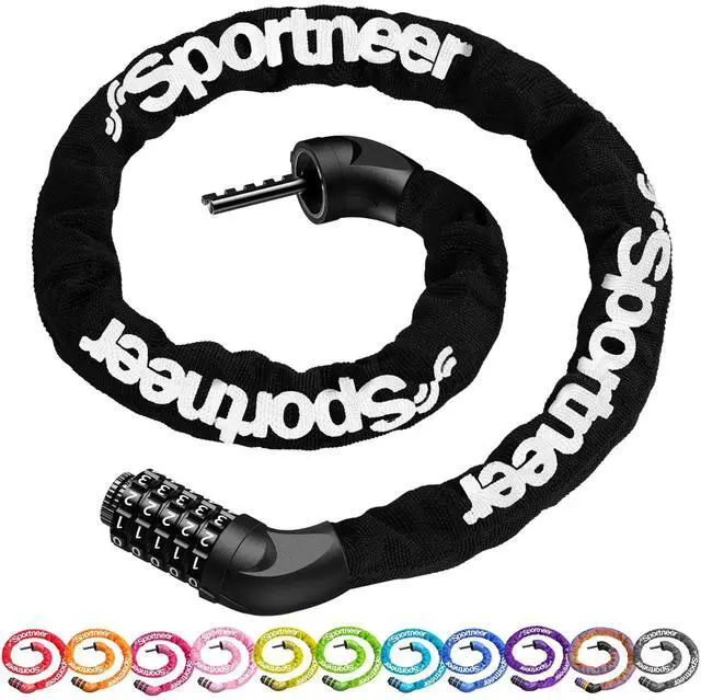 Main image of Bike Lock: 5 Digit Combination High Security Anti Theft Bike Chain Lock - 3.2/3.6/4ft Heavy Duty Keyless Bicycle Lock for Bike Motorcycle Scooter Door & Gate - Easy to Use, Bike Accessories