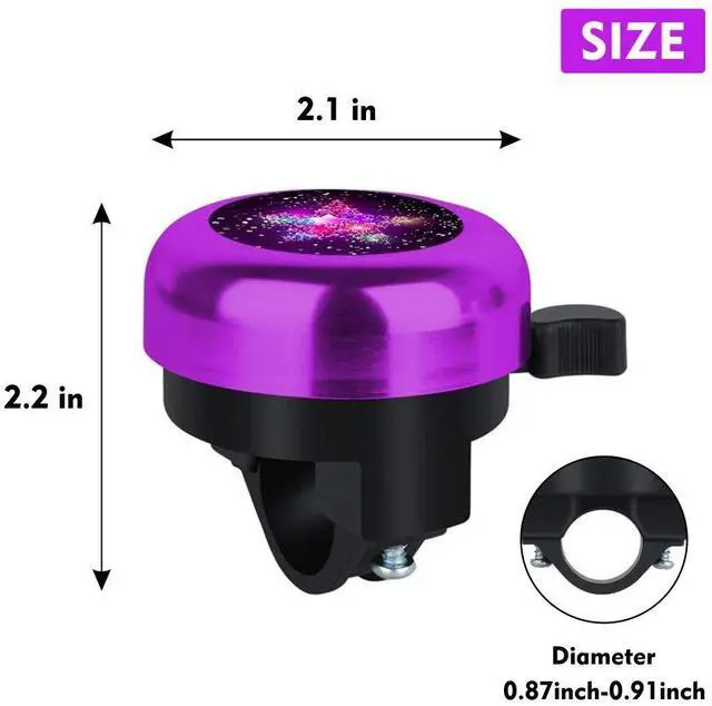 Alt view image 4 of 5 - Kids Bike Bell, Aluminum Bicycle Bell for Kids Girls Toddlers Gifts, Cute Clear Sound Children's Bike Accessories Bell Ring, Adjustable Size Lovely Bike Horn Purple
