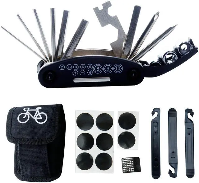 Main image of B32 Bike Repair Tool Kit - 16-in-1 Multi-Function Bicycle Mechanic Fix Tools Set with Glueless Tire Tube Patches & Tire Levers, Compact Bag Included, Ideal Gift for Cyclists