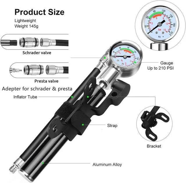 Alt view image 4 of 7 - Bike Tire Repair Kit with 210PSI Mini Pump & 10-in-1 Multi-Tool | Includes Chain Breaker, Glueless Patches, Tire Levers & Portable Bag | for Road, Mountain & BMX Bicycles