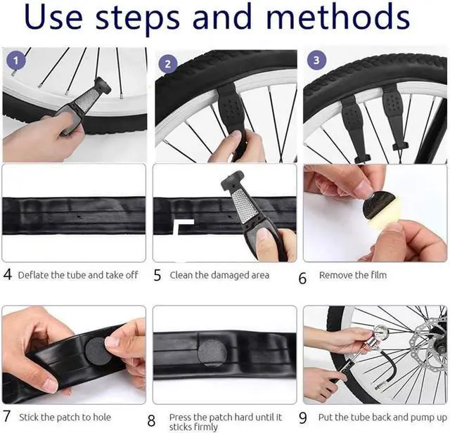 Alt view image 6 of 7 - Bike Tire Repair Kit with 210PSI Mini Pump & 10-in-1 Multi-Tool | Includes Chain Breaker, Glueless Patches, Tire Levers & Portable Bag | for Road, Mountain & BMX Bicycles