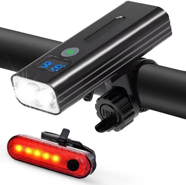 Main image of 3000 Lumens Multifunctional Bike Light Set,5200 mAh Bike Light Rechargeable,Front Bike Light for Night Riding,Two LED Digital Display Design,IPX5 Waterproof,5+4 Modes Mountain Bike Lights